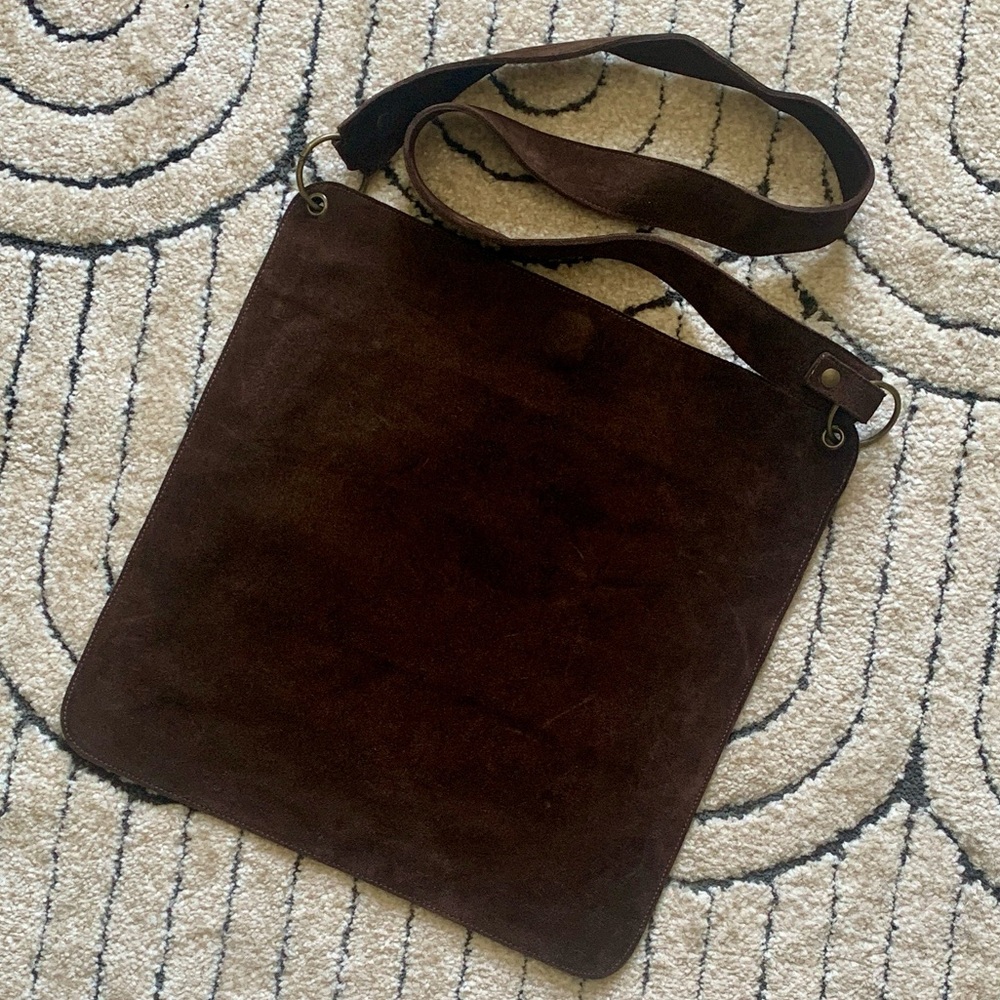 Suede Messenger Bag - Large